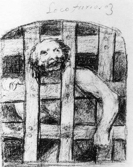 Francisco de goya y Lucientes A Lunatic behind Bars